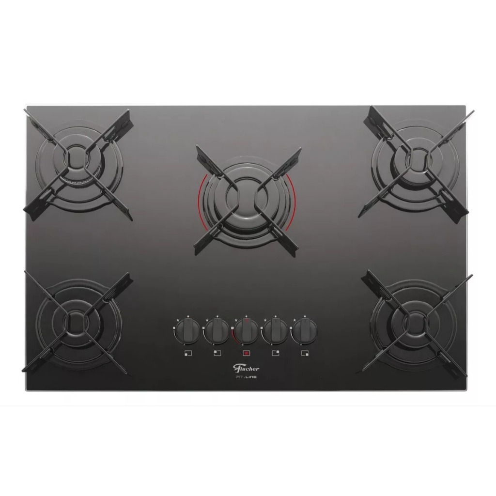 Fogão Cooktop Fischer 5q Fit Line Gás Mesa Vidro em Oferta na Shopee