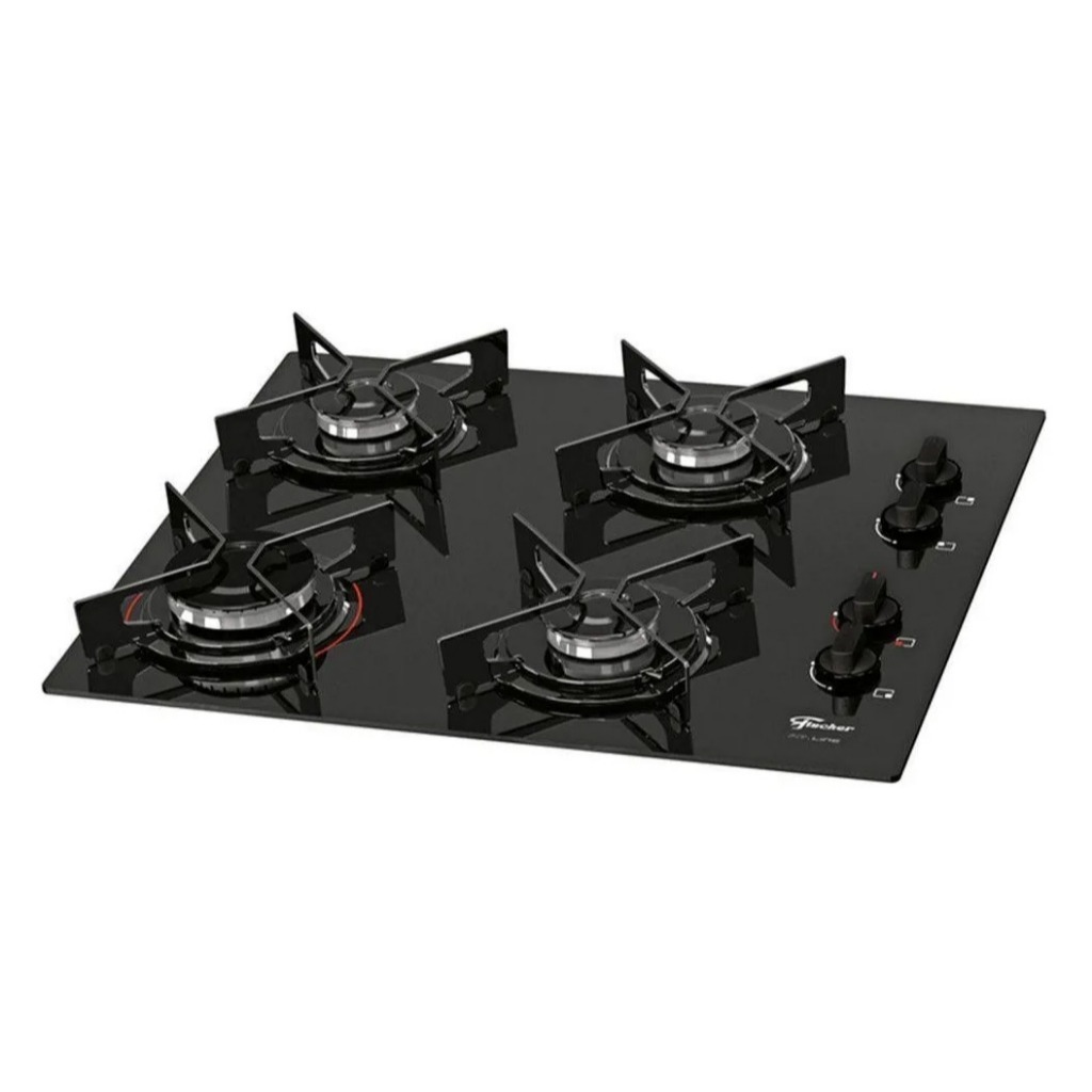 Fogão Cooktop Fischer 4 Bocas Fit Line Gás Mesa Vidro em Oferta na Shopee