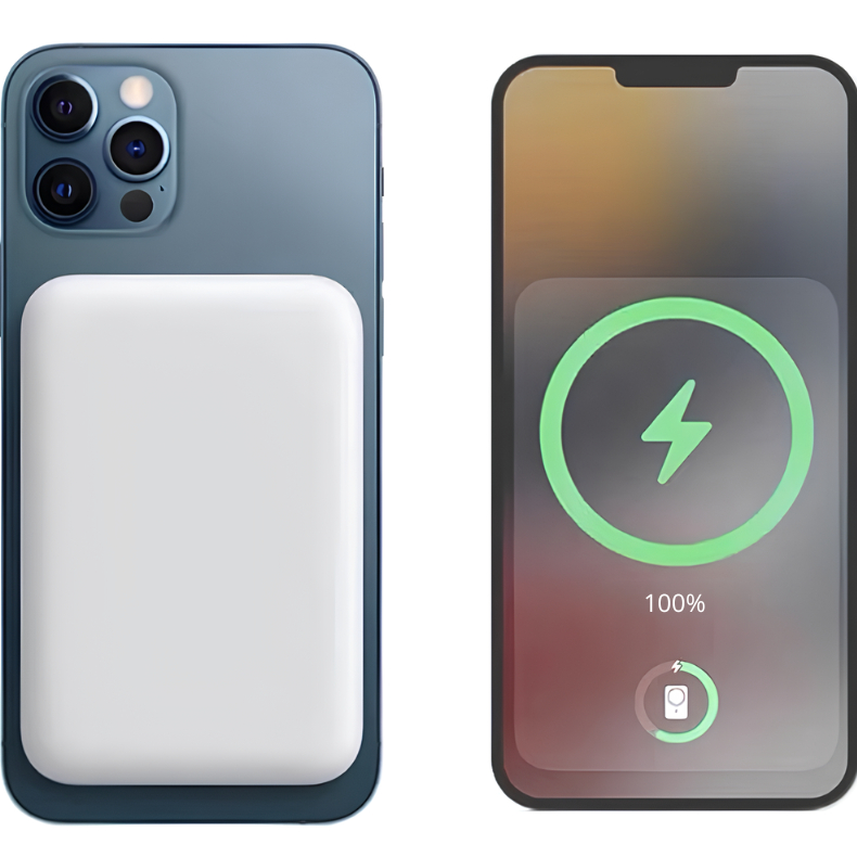 Carregador Portátil Indução para iPhone/Android Magsafe Sem fio Bateria Carga 5000mAh - Tipo Magnético