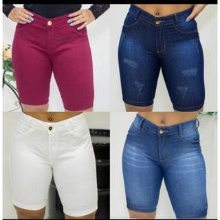 Bermuda Ciclista Feminina  Plus Size Cos Alto Varias Cores  Modelagem Com Pinça em Oferta na Shopee