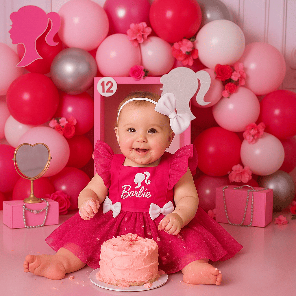 Jardineira Saia Boneca Loira Mesversário Menina Bebê Mini Diva Luxo Com Laço Tule Glitter Glamour