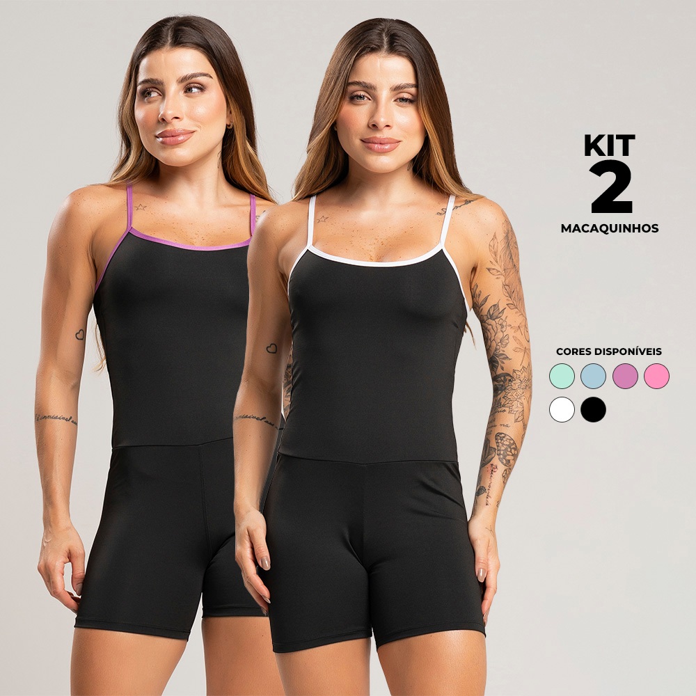 Kit 2 macaquinhos feminino fitness básico academia em Oferta na Shopee