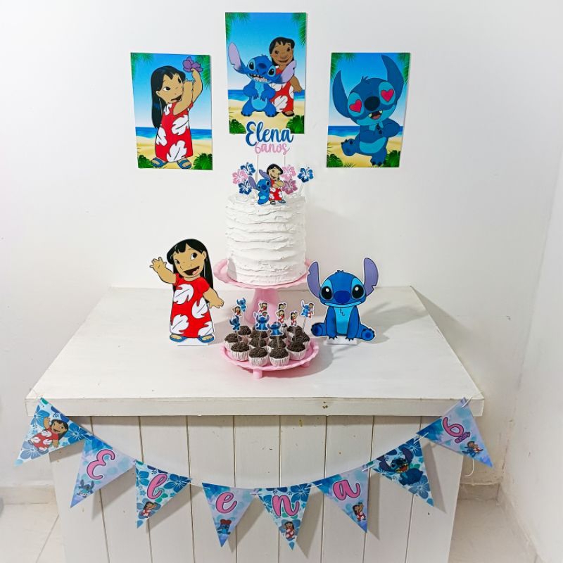 Kit Festa Lilo e Stitch Personalizado Só Um Bolinho Festa em Casa Aniversário Infantil adulto Mesversário lembrancinha