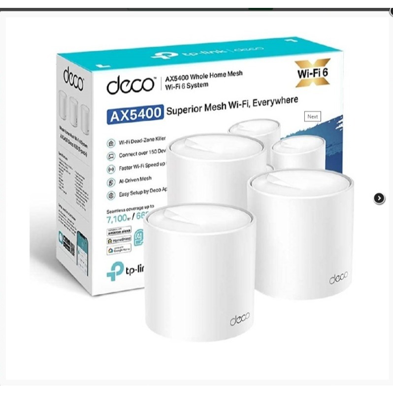 ROTADOR TP-LINK  WIFI 6 DECO X60(3-PACK) WHOLE-HOME MESH 5GHZ AX5400 KIT COM 3 UND. 100%ORIGINAL