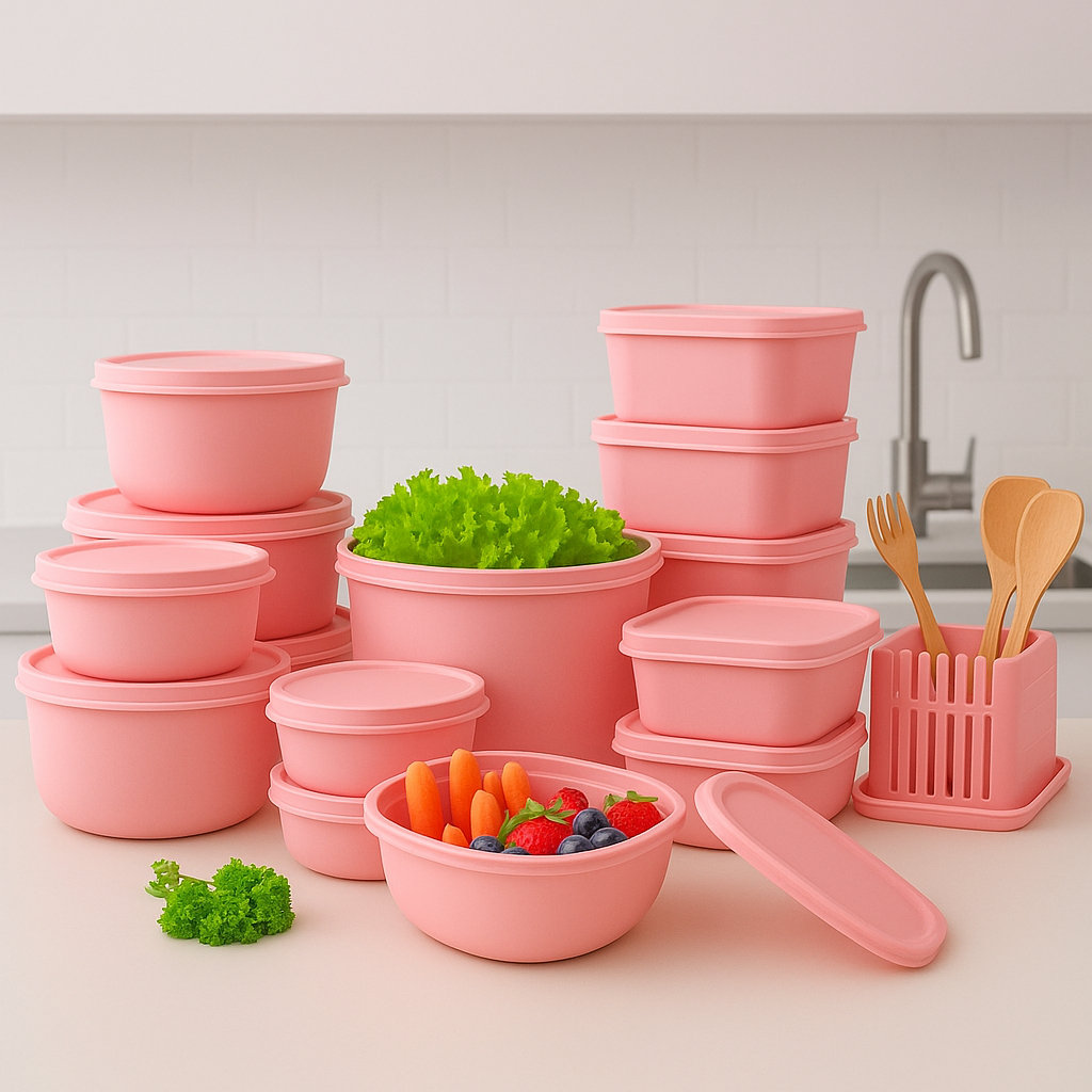 Kit com 15 Potes Plásticos Herméticos para Cozinha | Livre de BPA | Também Disponível em K...