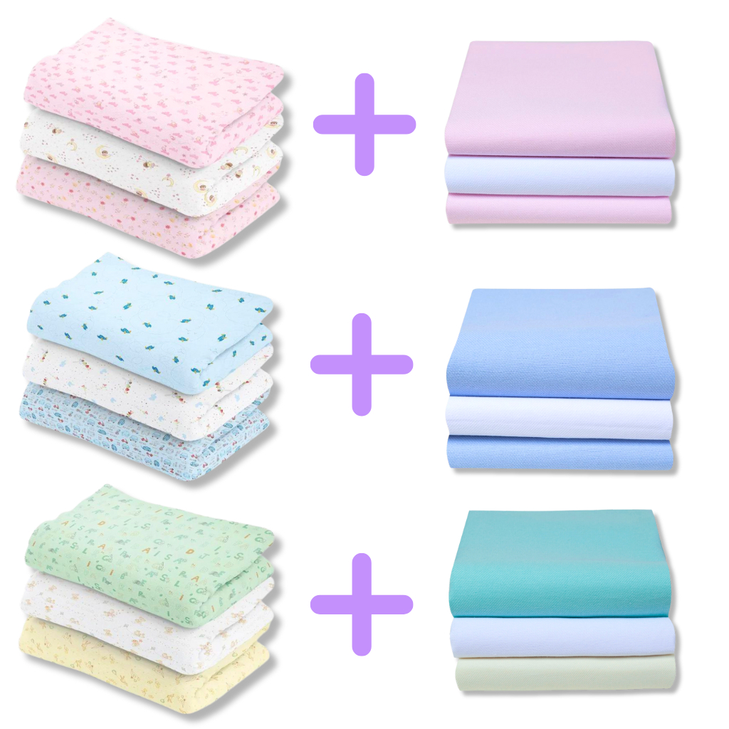 Kit 6 Cueiros de Algodão Flanelado Liso Estampado Infantil Bebe 80cm x 50cm em Oferta na Shopee