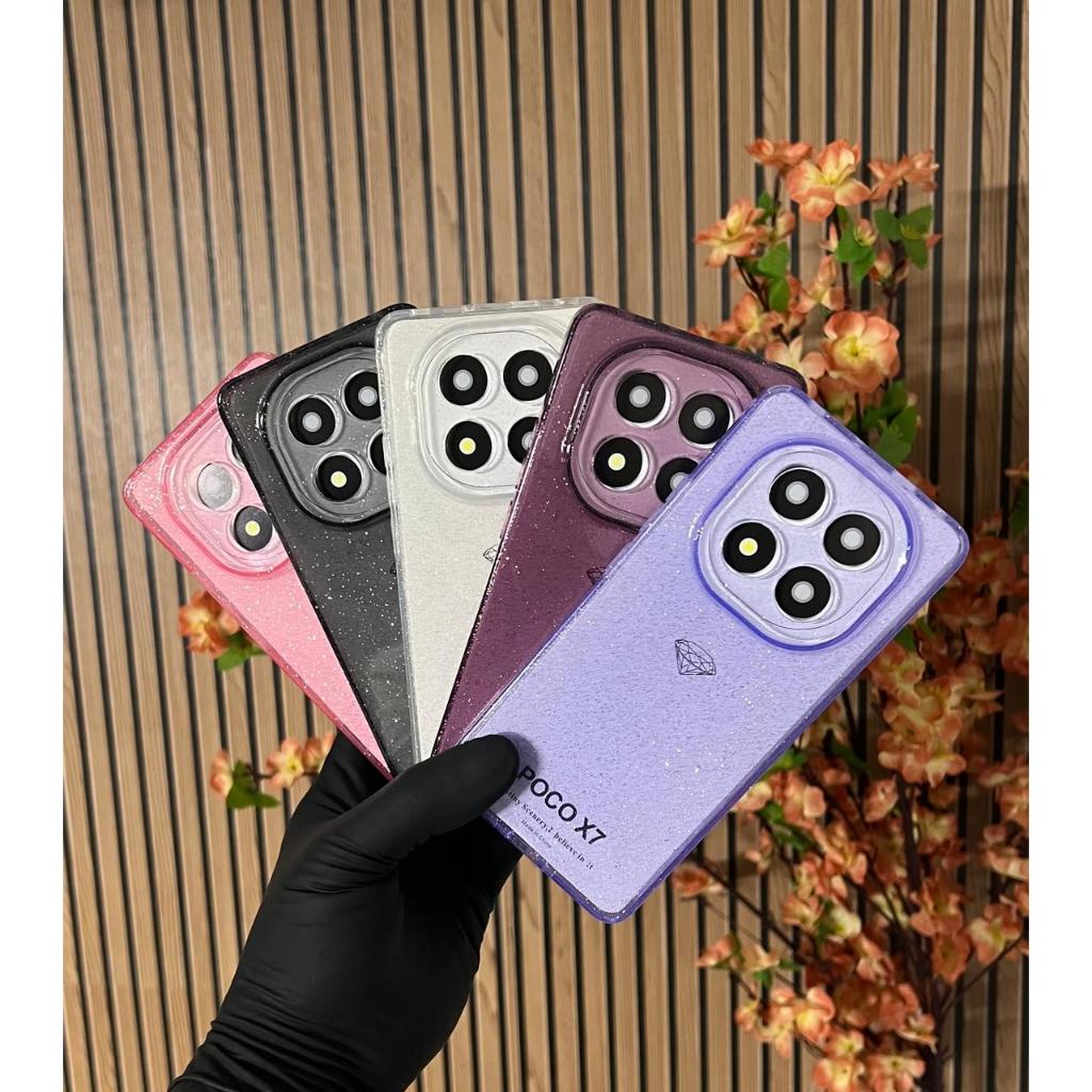 Capa com brilho para poco X7 / Redmi Note 14 Pro 5G Ou capinha + Pelicula Ceramica  Case Gliter
