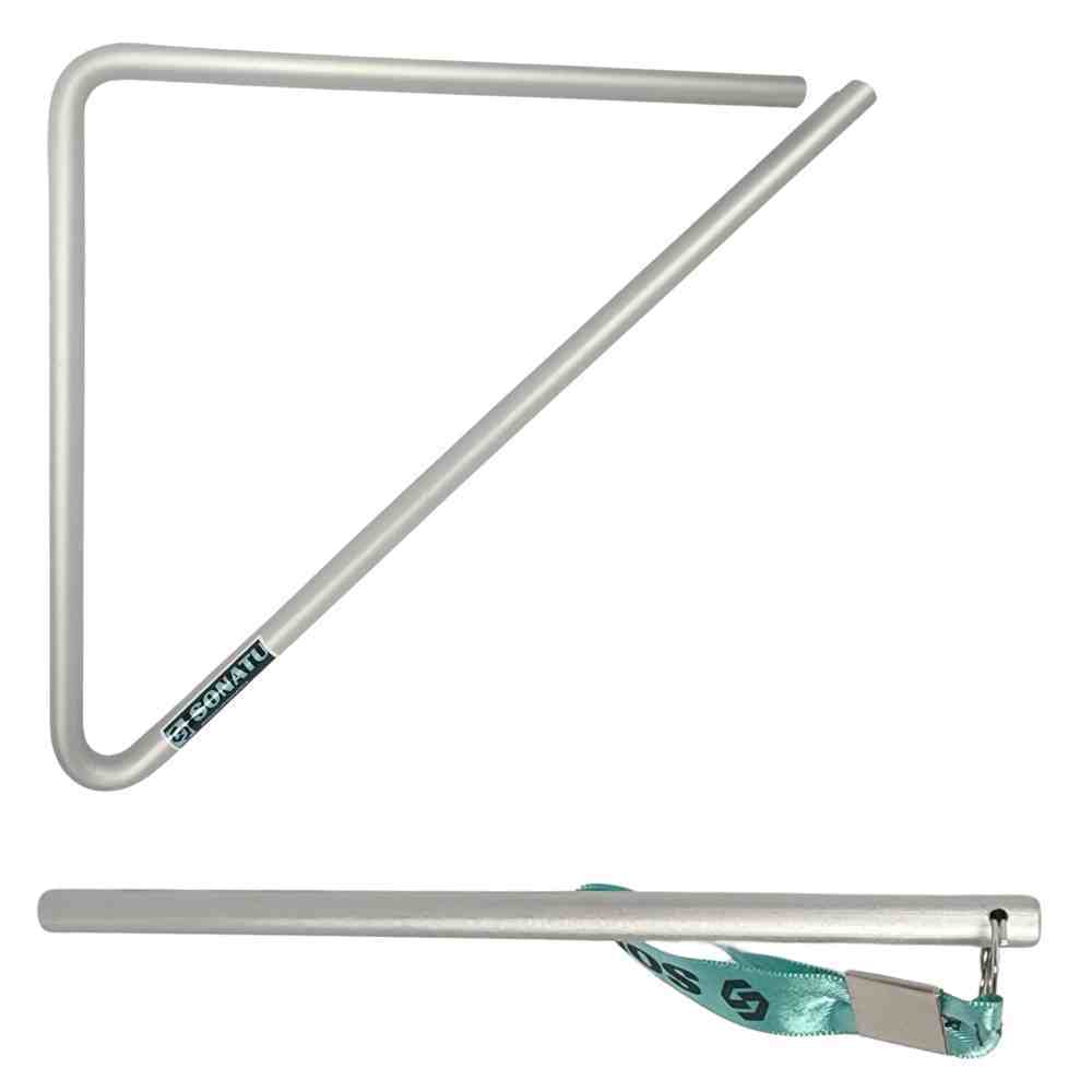 Triângulo Médio 25 cm em Alumínio com Baqueta Leve e Resistente Prata - Sonatu