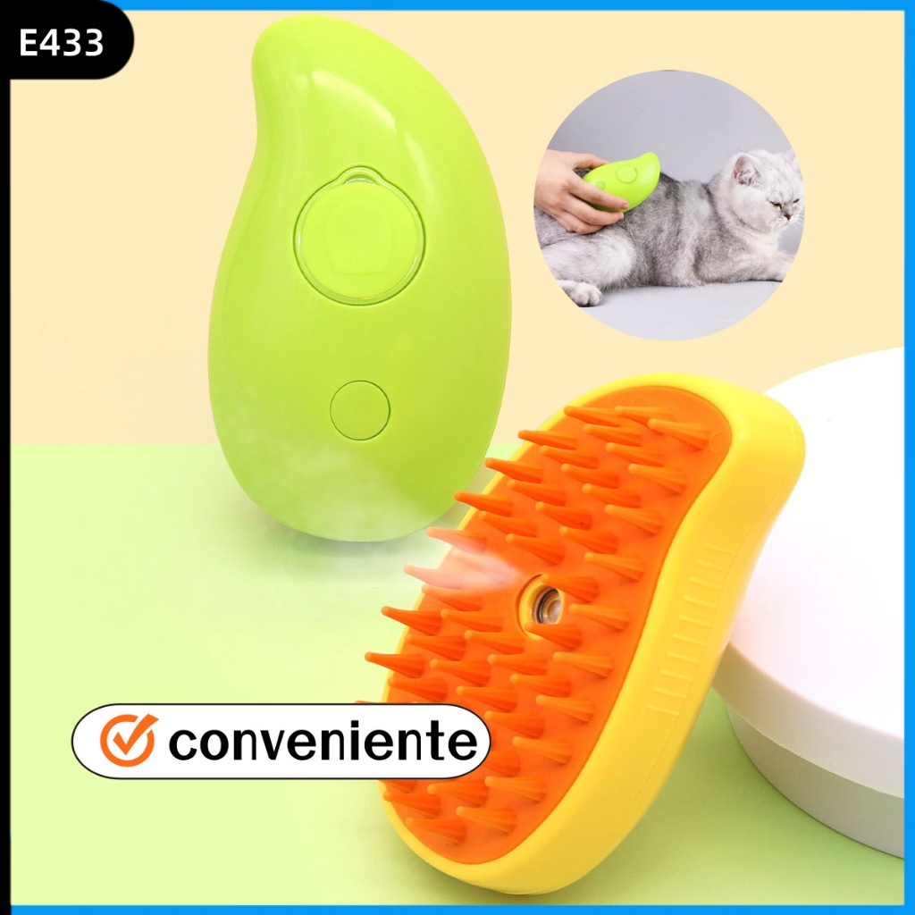 Escova Elétrica 3 Em 1 Vaporizada Para Depilação De Gatos De Pente De Massagem Suave Limpeza De Estimação