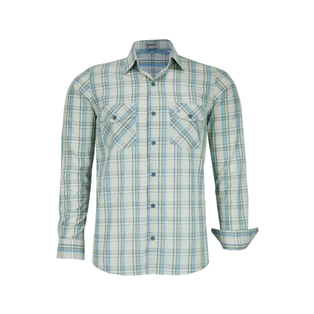 Camisa Xadrez Amil Mnga Longa 2 Bolsos Comfort 100% Algodão 1777