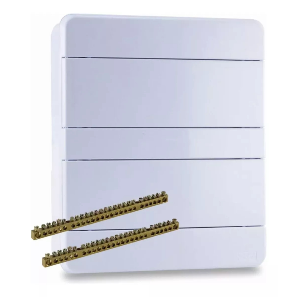 Quadro De Distribuição Com Barramento 16 Disjuntores Din Br Embutir Force Line