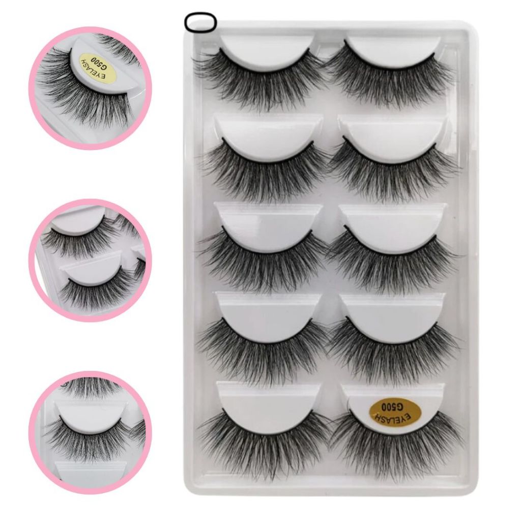 Cílios Postiços Volumosos Macios G500 3d Vision Kit 5 Pares