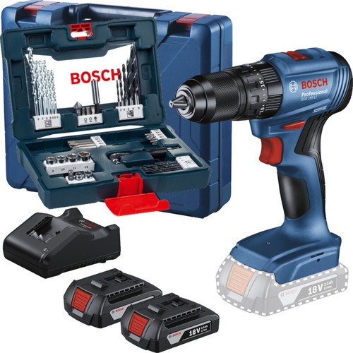 Parafusadeira Furadeira Impacto Bosch GSB 185LI + VLine 41 Pc + 2 Baterias 2Ah + Carregador + Maleta em Oferta na Shopee