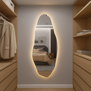 Espelho Orgânico Grande Led 150x40cm 170x50cm Luz Branco e Luz Amarela Corpo Inteiro Quarto Sala Salão Loja em Oferta na Shopee