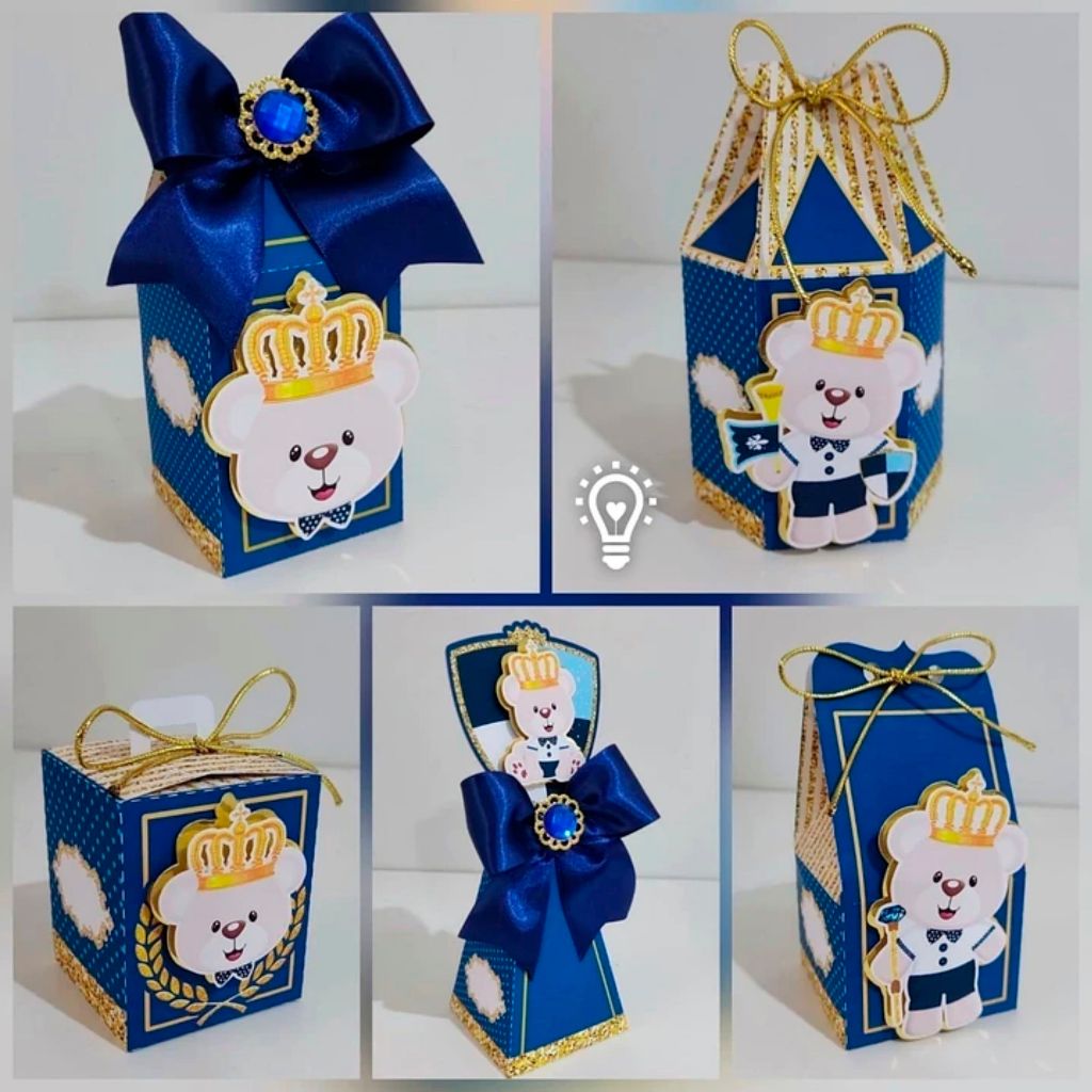 Kit festa 50 peças Ursinho e Ursinha ,Lembrancinhas infantil,Caixinhas personalizadas,papelaria -KIT PEGUE E MONTE