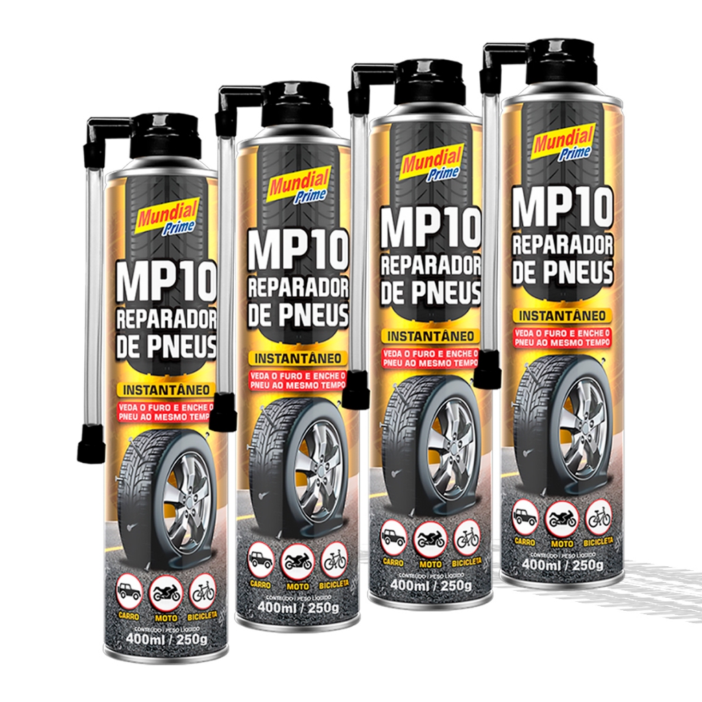 Kit Reparo Pneus Spray MP10 Reparador De Pneus Ideal Para Carros Motos Bicicleta Emergências - Spare Parts and Accessories for Vehicles