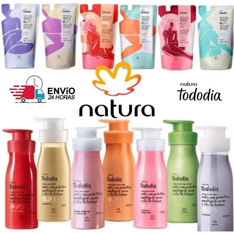 Creme Hidratante Corporal Natura Tododia 400 ou 200ml - Cereja e Avelã, Macadâmia, Algodão, Ameixa e Baunilha em Oferta na Shopee
