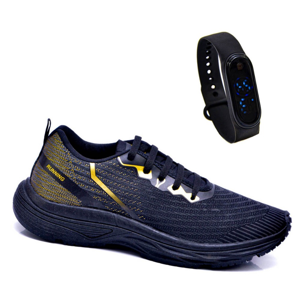 Tênis Masculino Feminino + Relogio Smart Unissex Academia Corrida Caminhada Lazer Leve Macio