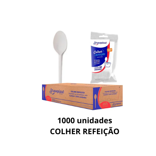 COLHER REFEIÇÃO DESCARTÁVEL BRANCA C/1000 STRAWPLAST