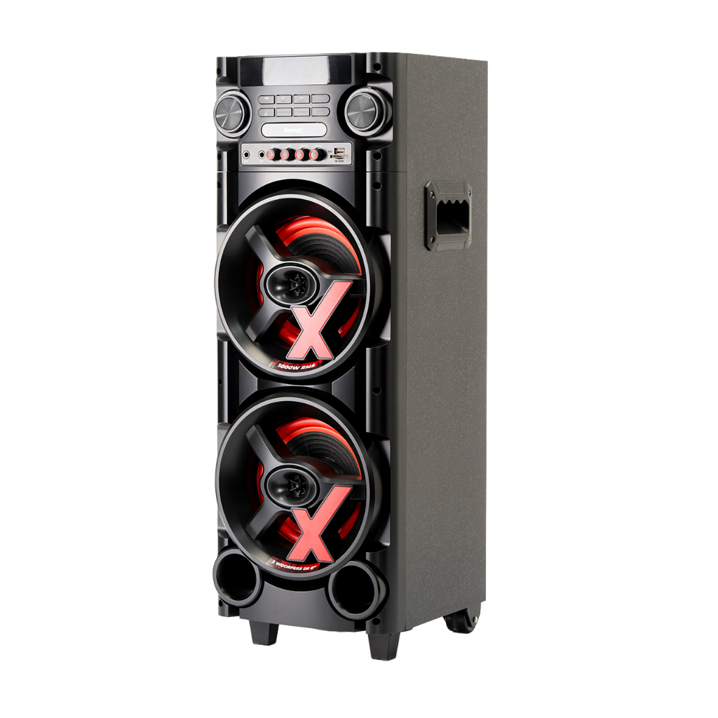 Caixa de som amplificada Torre Som ACA1000 1000W Amvox NewX Duplo Woofer 8 Led TWS Bivolt em Oferta na Shopee