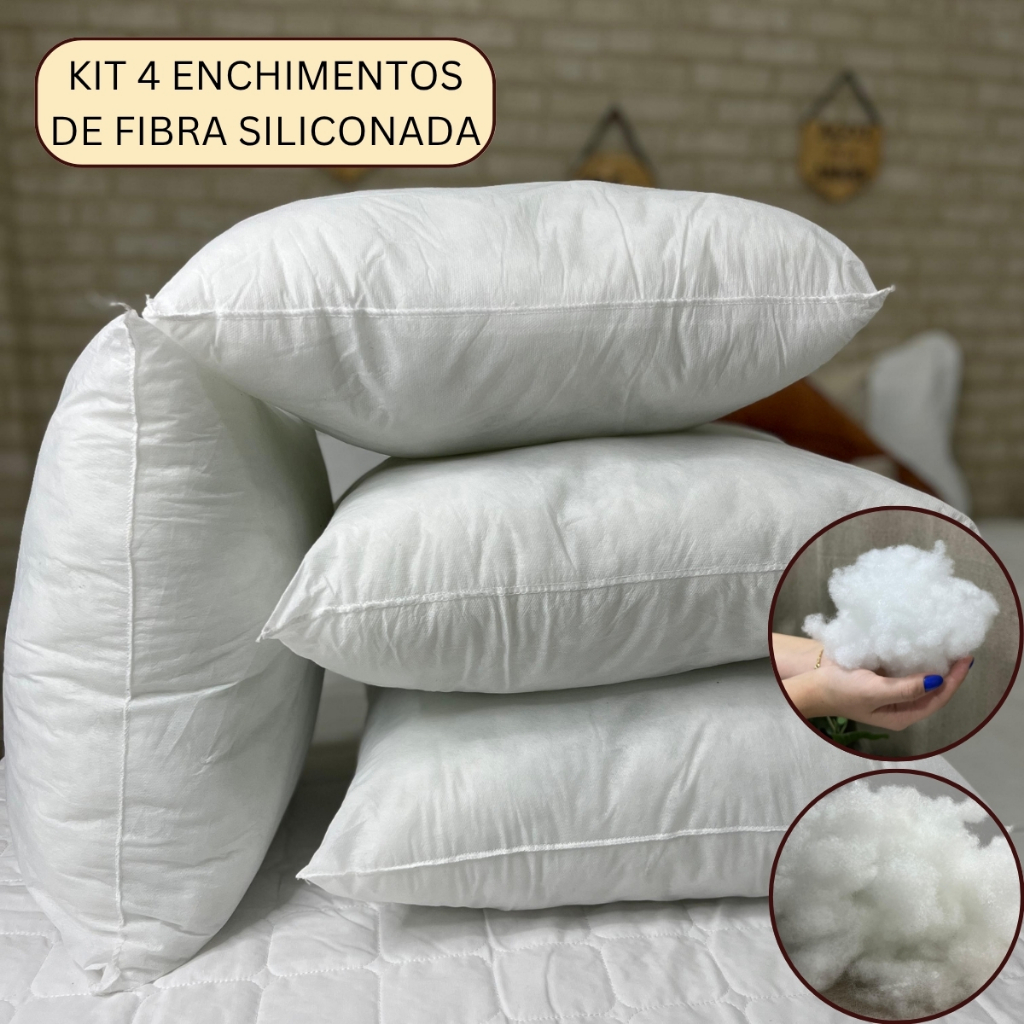 Kit 2/4/6 Unidades de Refil de Almofadas Varios tamanhos Enchimento Fibra Siliconada TNT
