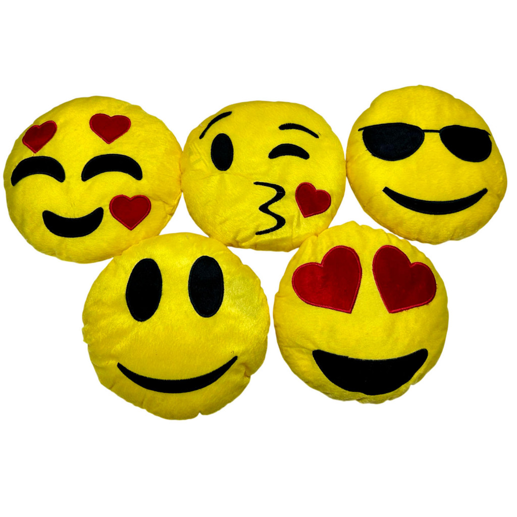 Kit 5 Almofadas Emoticon Grande Whats Emoji Bordado 26 Cm