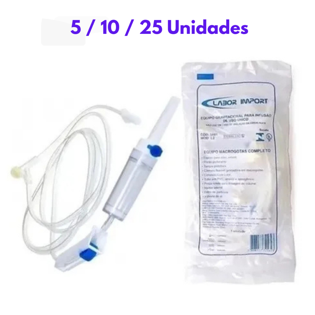Equipo Macrogotas Completo 5/10/25 Unidades com Injetor Lateral Luer Lock em Oferta na Shopee