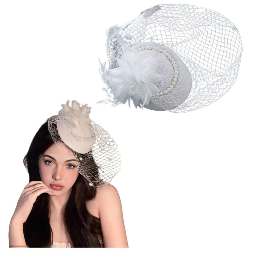 Véu Noiva Rosto Chapéu Voilet Vintage Tule Clássico Ch1 em Oferta na Shopee
