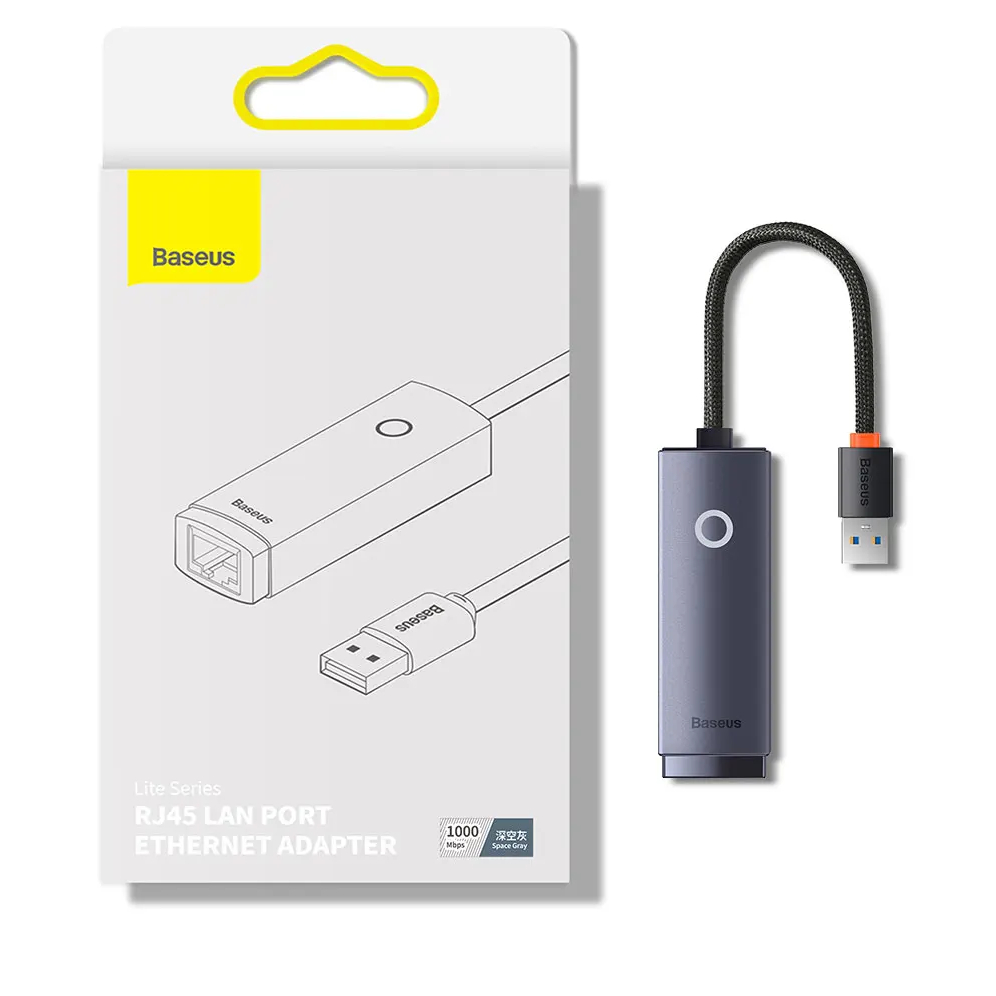 ADAPTADOR BASEUS LITE SERIES ETHERNET USB-A RJ45 LAN 100MBPS