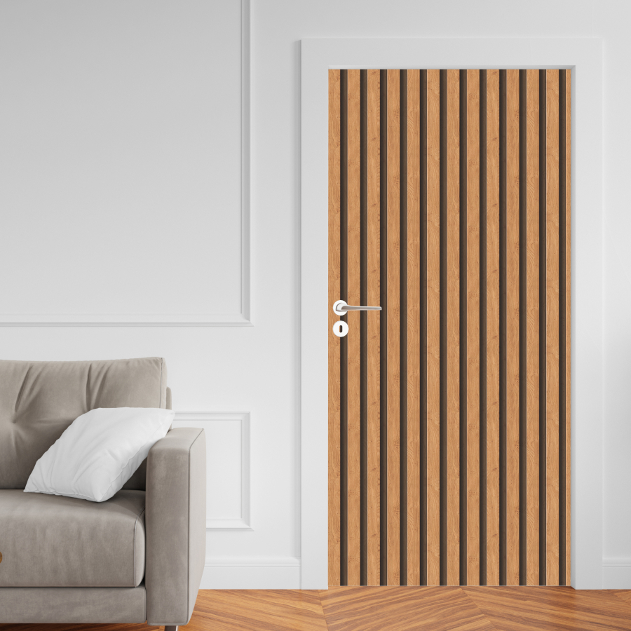 Adesivo Porta Madeira Vidro Decoração Revestimento Papel de Parede Envelopamento RIPADO IMBUIA - ARI028