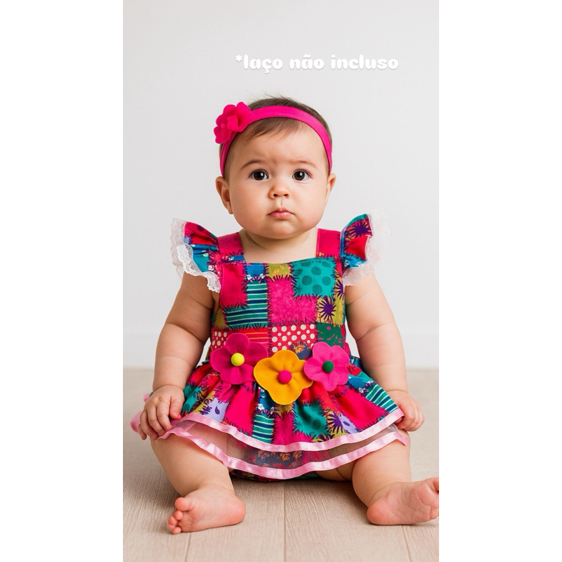 Romper Vestido Salopete Junino  Festa São João Caipira Festa Arraia em Oferta na Shopee