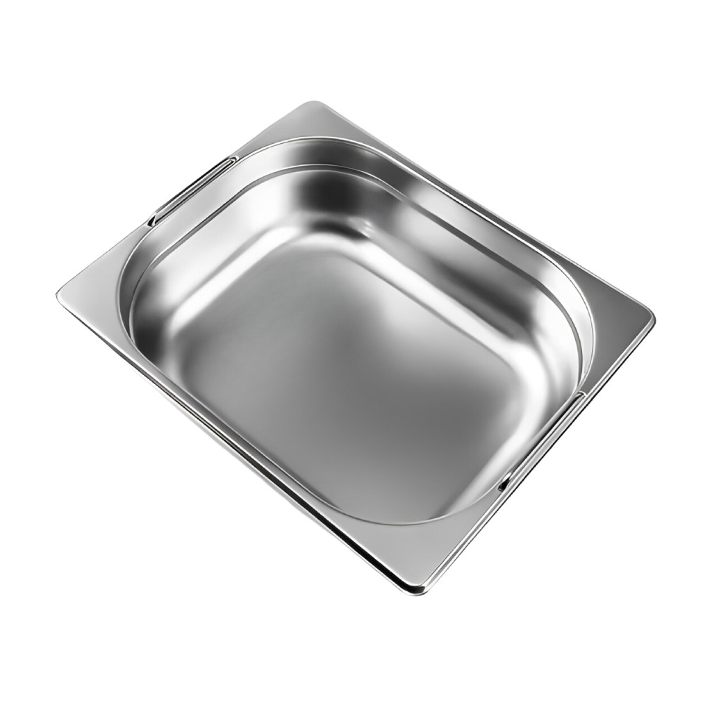Cuba 1/2 100mm Gastronomica Inox Com Alça Para Buffet Restaurantes Lanchonetes Cozinhas