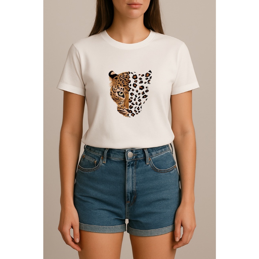 Blusa Camiseta Feminina Estampada Personalizada Onça Estilosa Confortavel 100% Algodão
