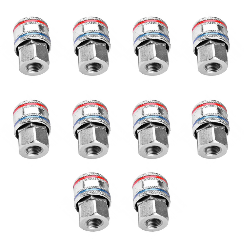 Engate Rápido p/ Ar 1/4 Fêmea Compressor Pneumática - 10 Peças