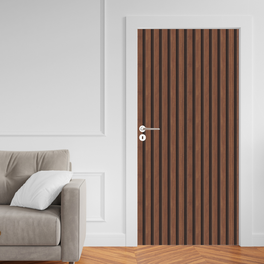 Adesivo Porta Madeira Vidro Decoração Revestimento Papel de Parede Envelopamento RIPADO PEROBA - ARP030