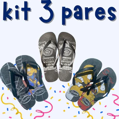 Kit 3 Pares Sortidos Chinelo Masculino Confortavel Macio