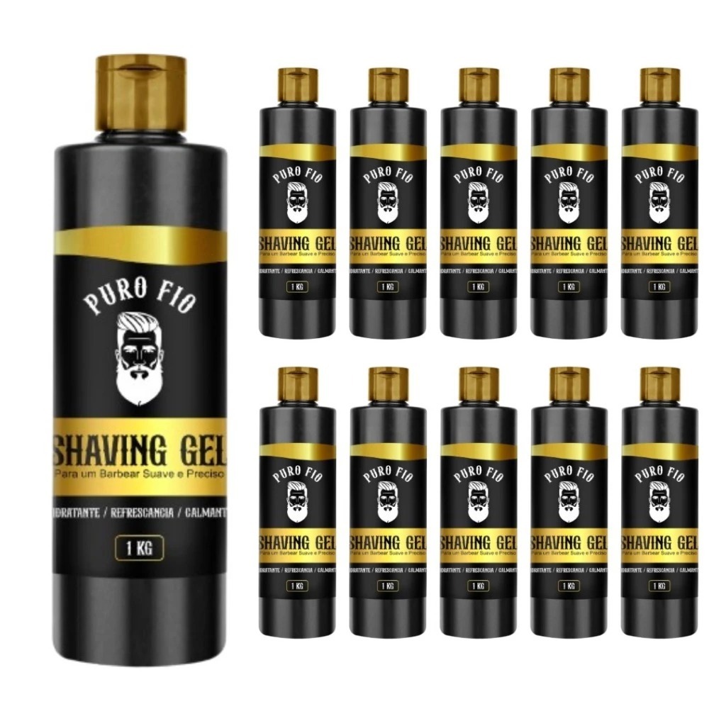 Kit 10x Shaving em Gel de Barbear Mentolado Puro Fio 1kg - Profissional, Barba Suave Sem Irritação