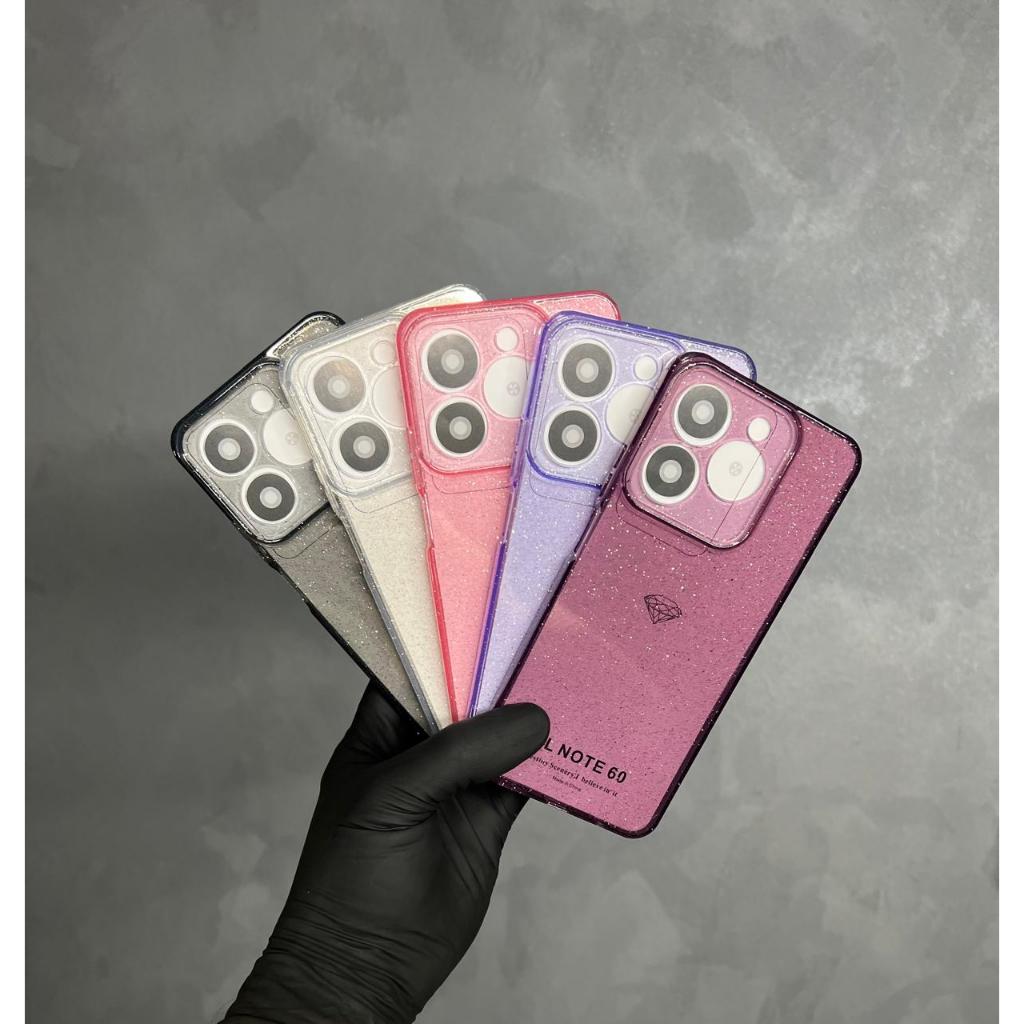 Capa com brilho + película de ceramica Realme C63 / C61 / Note 60 Ou apenas capinha com  gliter