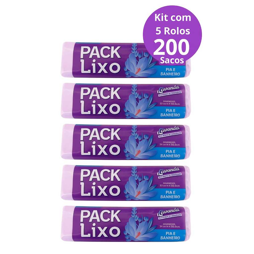 Kit 5 Rolos  200 Sacos de Lixo para Pia e Banheiro Cozinha  Neutraliza Odores  Lavanda em Oferta na Shopee
