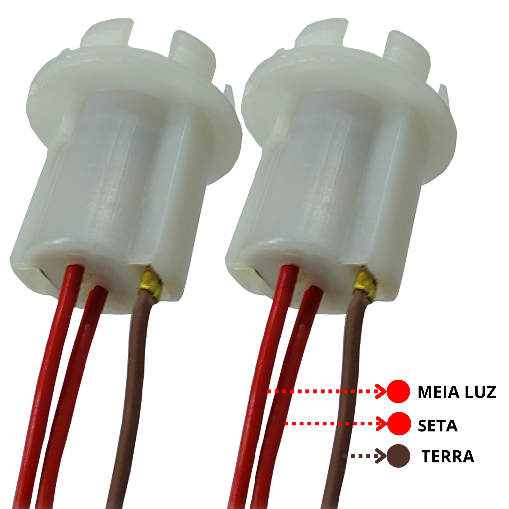 Kit Par de Soquete Universal Para Lampada 2 Polos Freio E Seta Farol