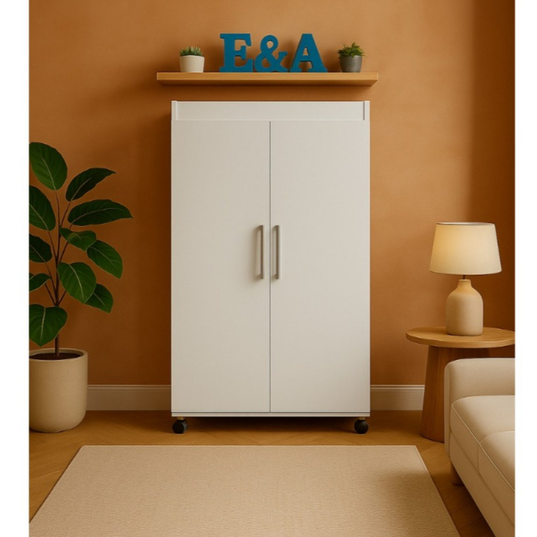 Armário Multiuso Slim 2 Portas com Rodízios