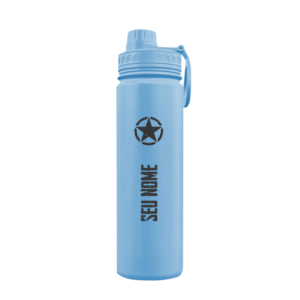 Garrafa Térmica Fresh Com Alça Personalizada Estrela Camuflada Com Nome