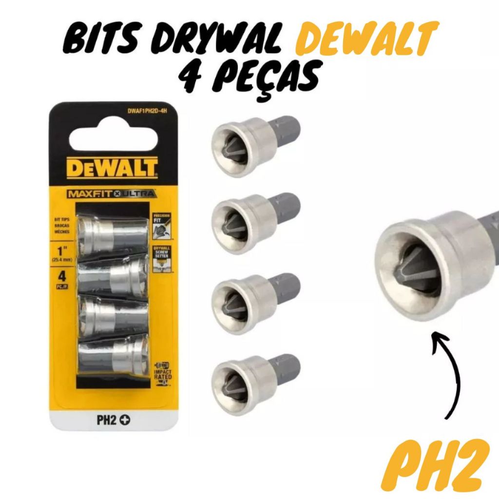 Bits Ph2 Drywall 4 Peças (dwaf1ph2d-4h) - Dewalt
