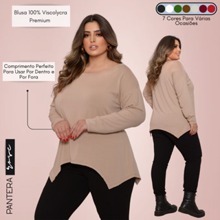 Blusinha Feminina Manga Longa Inverno GG A G5 Camisa Plus Size Soltinha Elegante em Oferta na Shopee