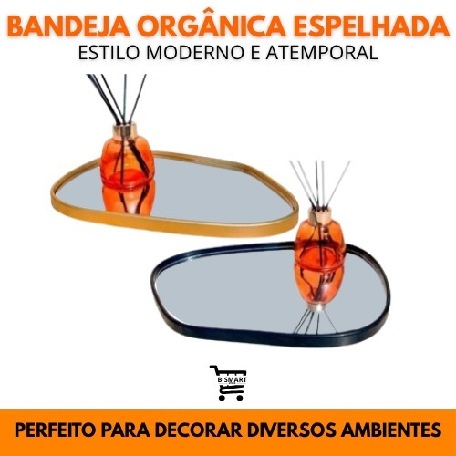 Bandeja Espelhada Orgânica  Porta Objetos Decorativa Espelhada  Multiuso