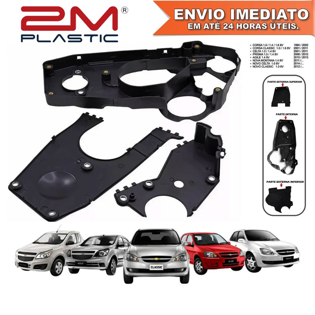 Kit Completo de Capa Protetora da Correia Dentada GM Corsa Celta Prima Classic Agile Montana Novo NF