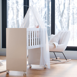 Mini Berço Ruby 5 em 1 Multifuncional com Colchão e Rodízios - Berço Bebê MDF em Oferta na Shopee