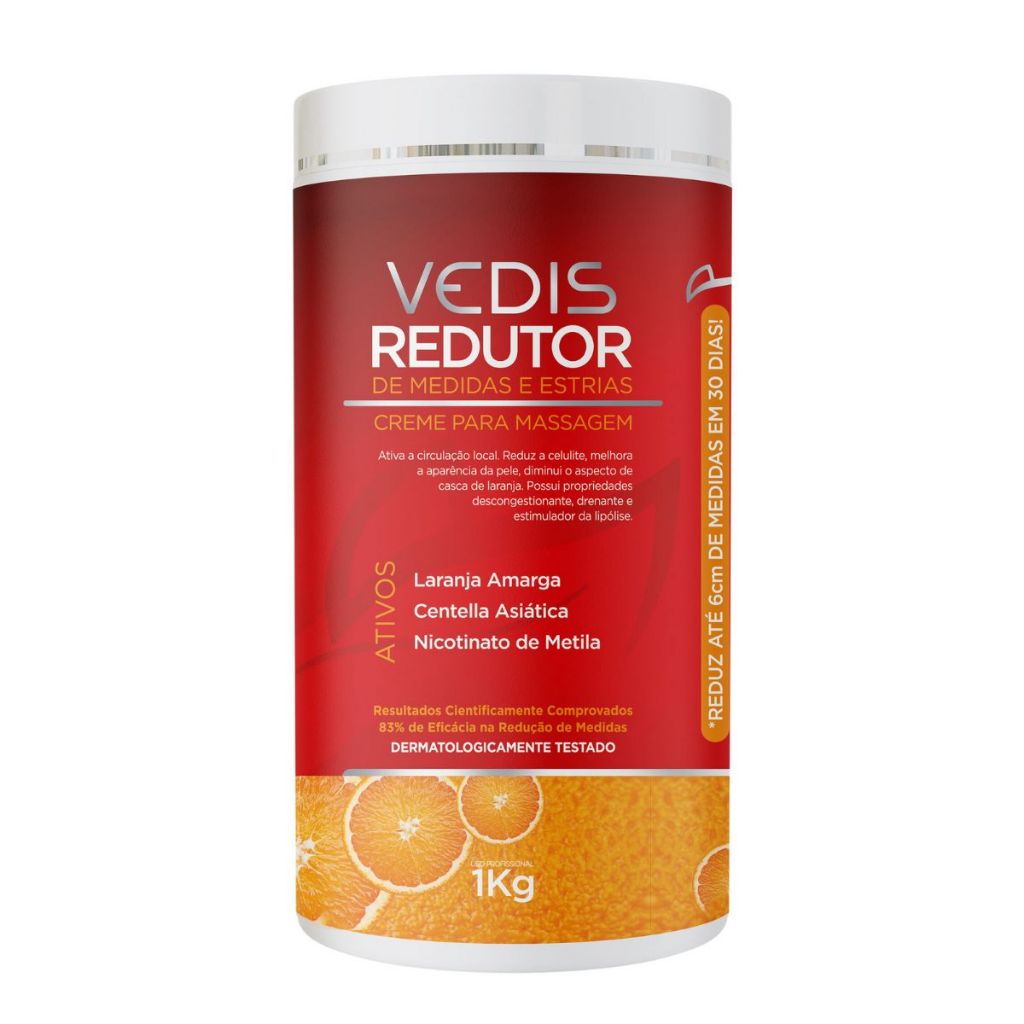 Creme Para Massagem Redutor De Medidas E Estrias 1kg - Vedis