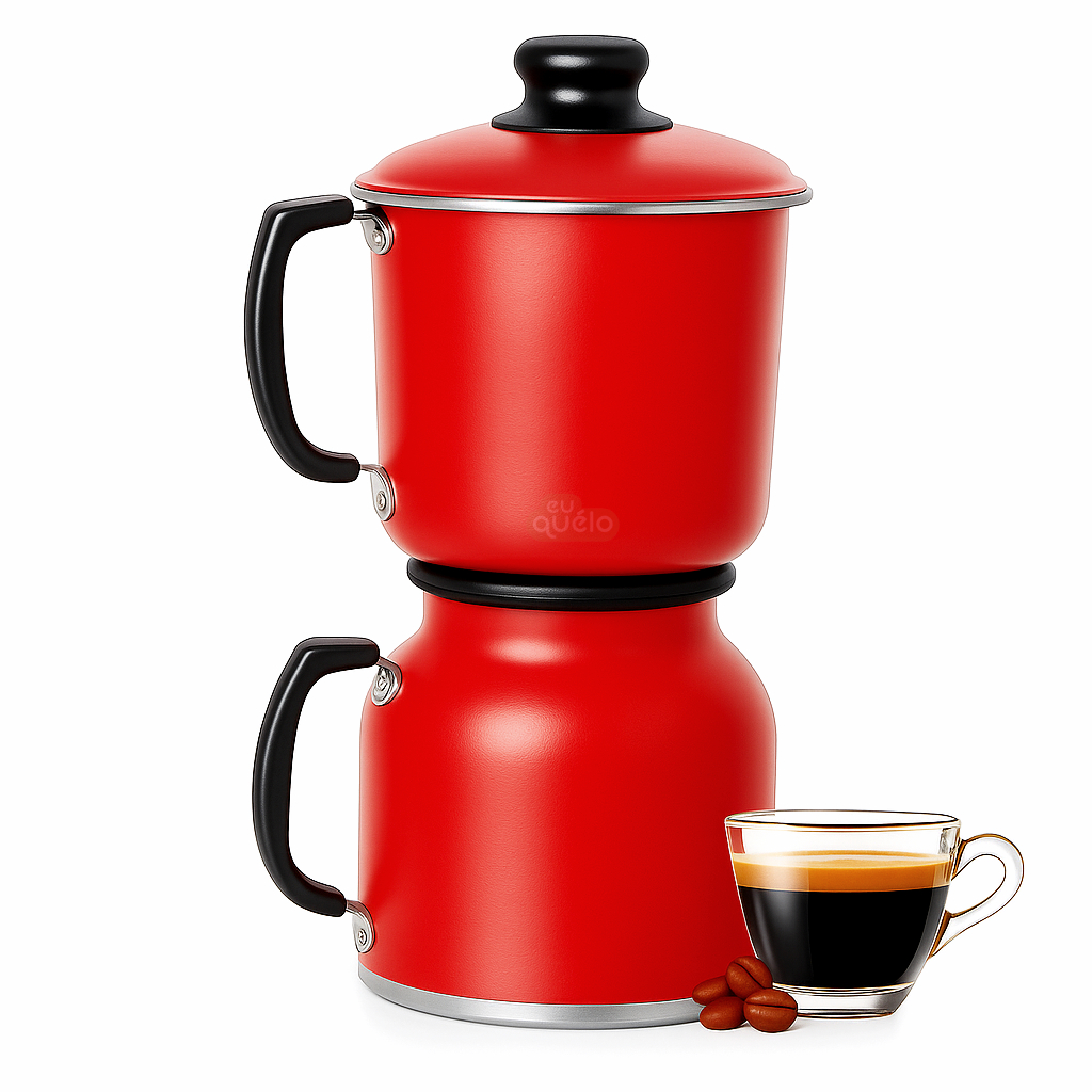 Cafeteira Tipo Italiana Grande 1L com Coador de inox + Bule c/ Tampa Faz Café