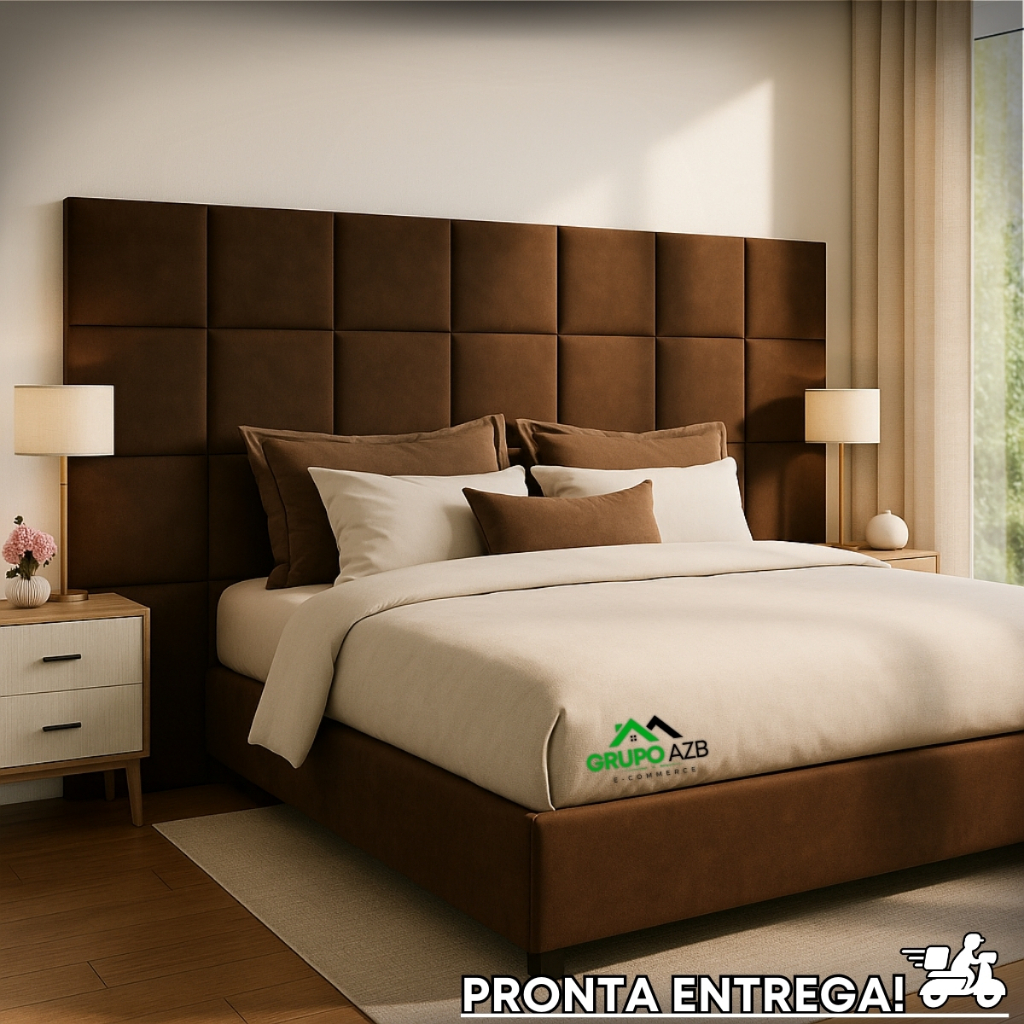 Kit até 16 Cabeceira de Cama Modulada Box Solteiro Solteirão Queen King | Adesiva Estofada 40x30cm em Oferta na Shopee